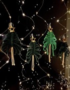 Komplet 4 choinek makrama zieleń na okno Bożonarodzenie 