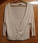 Biały sweterek zapinany na guziki rękaw 3/4 duży dekolt dunnes stores L