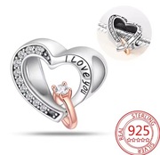 Srebrny Nowy Charms Prezent na Walentynki Love