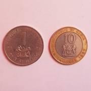 Monety, Kenia 1 szyling 2005 i 10 szylingów 1997