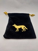 Woreczek welurowy z wilkiem | czarny | złoty nadruk | sakiewka | prezent