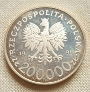 200000 zł 200 rocznica KONSTYTUCJI 3 MAJA 1991 Ag999 38,9g 