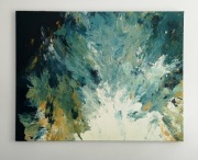 Obraz abstrakcja akryl pouring granat złoto biel ochra 90x70cm