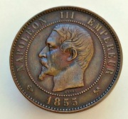 FRANCJA,  10 Centimos 1855 B, extra stan !