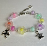 Bransoletka z koralików handmade kwiaty