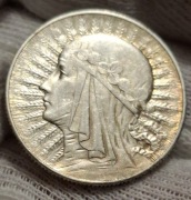 Moneta 5 zł  Polonia -Głowa Kobiety,Jadwiga Babka z 1933r z.z.m piekny stan