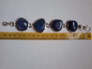 Bransoletka bransoleta srebrna 925 lapis lazuli piryt duża masywna 65,78 g