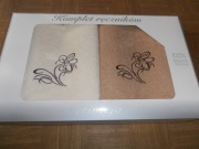 Komplet zestaw ręczników frotte bawełna 2 szt. kwiaty krem brąz prod. pl