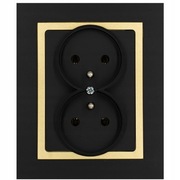 Magic Gniazdo podwójne z uziemieniem Czarny + chrom Timex-elektro 