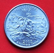 25 Centów 2002  P  r -     USA  Mississippi   stan !!