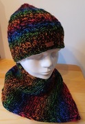 Komplet czapka+otulacz. 20% wełny. 