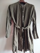 Nowa zielona khaki krótka sukienka koszulowa lniana Bam XL 42 