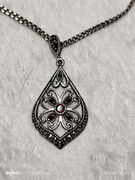 Srebrny naszyjnik - srebro 925 + granat + markazyty 