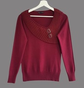 Damski bawełniany ciepły sweter bordowy z długim rękawem bonprix 32/34 XS/S