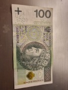 Banknot 100złotych seria aa 2014