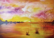 jezioro, obraz olejny, 50x70