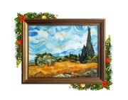 Vincent Van Gogh, "Pole pszenicy z cyprysami", farby olejne płótno         