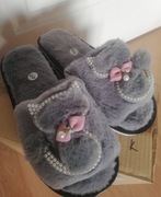 Klapki kapcie z kotem szare roz. 38/39