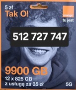 Złoty numer 512 727 747 łatwy numer Orange 9900GB