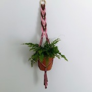 Kwietnik makrama rękodzieło koraliki boho 80 cm