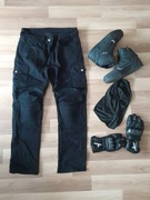 Spodnie motocyklowe bojówki L/XL czarne ochraniacze bdb stan