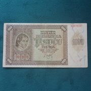 Chorwacja 1000 kuna 1941 rok Ładny stan banknotu