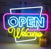 NEON OPEN WELCOME 38x32 cm lampka LED OTWARTE