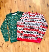 Zestaw 2 bluz świątecznych  XS 34 czerwona zielona 