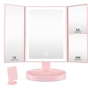 Lusterko Do Makijażu Powiększające Z Lampą LED 3 Panelowe Składane
