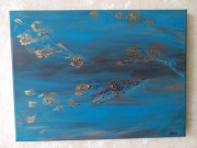 Abstrakcja niebiesko złota 