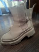 Beżowe sztyblety ze skóry naturalnej Rozmiar 36