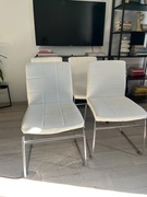 Fotel krzesło zestaw 4 metal skóra 