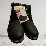 Cleve Super Buty Zimowe Męskie Skórzane Ocieplane Czarne r. 45 + gratis