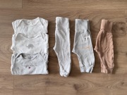 Zestaw ubranek niemowlęcych 3 body długi rękaw + 3 pary spodenek H&M