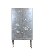 PIĘKNA SZAFA BAREK KREDENS WITRYNA SREBRO PŁATKOWE / PTAKI MOTYWY ROŚLINNE