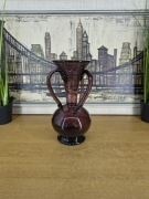 Szklany wazon hutniczy vintage – ręcznie formowany