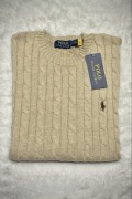 Polo Ralph Lauren sweter vintage cable knit beżowy kremowy basic S unisex