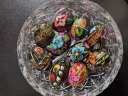 Pisanki PRL drewniane ręcznie malowane jajka vintage