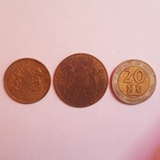 Monety Kenia 20 szylingów 1998, 5 i 10 centów