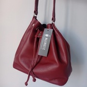 Skórzana torebka Wojewodzic worek bordo wiśniowa  duża nowa