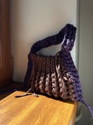 Ręcznie robiona torebka w dwóch kolorach – czekolada & śliwka