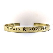 Mosiężna złota Bransoletka z napisem Przesłaniem ALWAYS & FOREVER