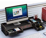 Podstawka półka pod monitor 3 szuflady ciemna