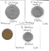 RODEZJA zestaw 6 pensów, 1 szyling + 2 szylingi (floren) 1964 Elżbieta II