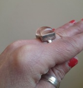 Pierścionek vintage duży kamień kaboszonowy retro artystyczny unikat