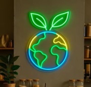 NEON ZIEMIA LAMPKA LED PLANETA EKO EKOLOGICZNE EKOLOGIA BIOLOGIA GEOGRAFIA 