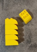 Lego Duplo klocki 2x2 góra 2x3 dół obło ścięty dachówka żółta