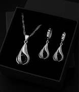 Elegancki komplet biżuterii srebrnej 925 – naszyjnik + kolczyki