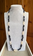 Biżuteria. Agat mleczny, noc Kairu. Naszyjnik - 70cm - rękodzieło