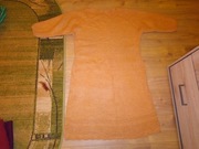 Sukienka wełniana robiona na drutach miodowa beżowa PRL vintage długa